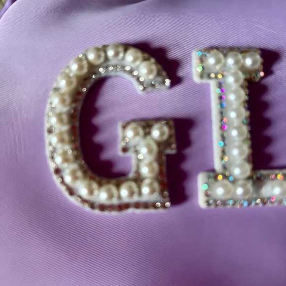 Purple “GLAM” Makeup Bag – Pearl & Rhinestone Letters – NWOT​ - Picture 2 of 7